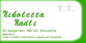 nikoletta madli business card